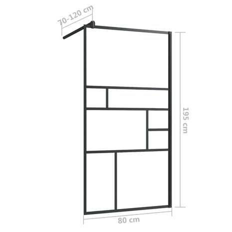 Inloopdouchewand 80x195 cm ESG-glas transparant en zwart 6