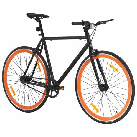 Fiets met vaste versnelling 700 c 51 cm zwart en oranje 2