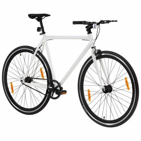 Fiets met vaste versnelling 700 c 51 cm wit en zwart 2