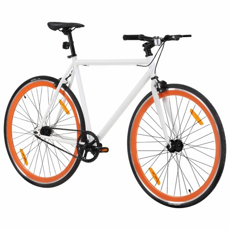 Fiets met vaste versnelling 700 c 51 cm wit en oranje 2