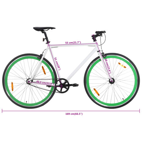 Fiets met vaste versnelling 700 c 51 cm wit en groen 10