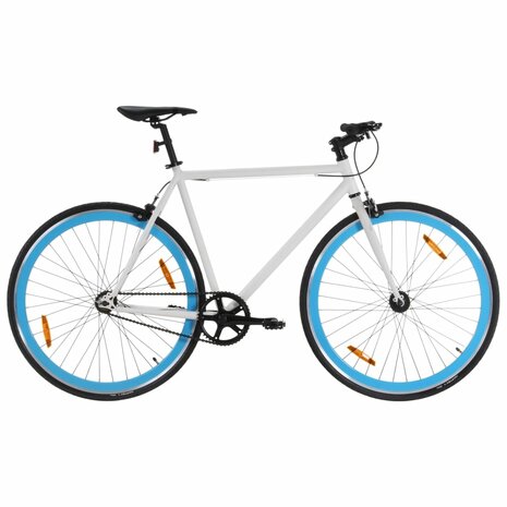 Fiets met vaste versnelling 700 c 51 cm wit en blauw 1