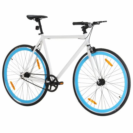 Fiets met vaste versnelling 700 c 59 cm wit en blauw 2