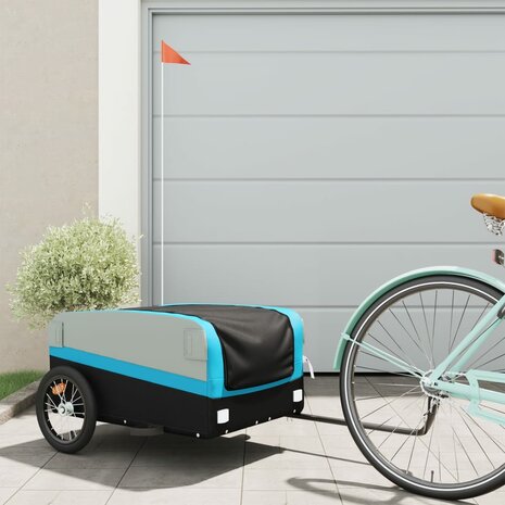 Fietstrailer 45 kg ijzer zwart en blauw 1