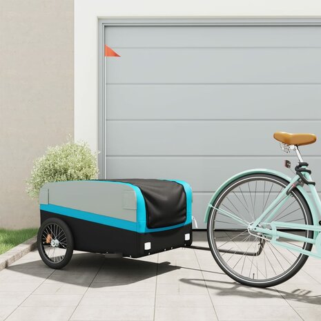 Fietstrailer 45 kg ijzer zwart en blauw 1