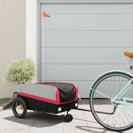 Fietstrailer 30 kg ijzer zwart en rood 1