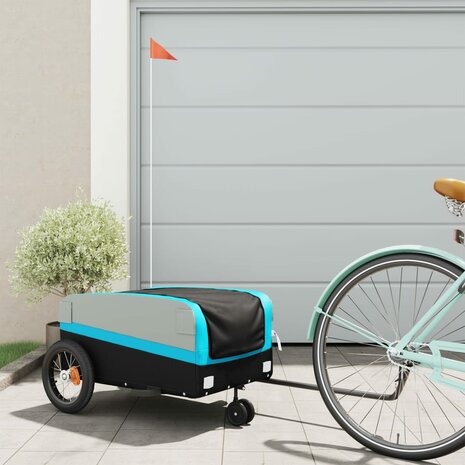 Fietstrailer 30 kg ijzer zwart en blauw 1