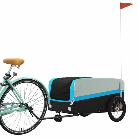 Fietstrailer 45 kg ijzer zwart en blauw 3