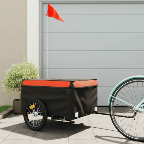 Fietstrailer 45 kg ijzer zwart en oranje 1