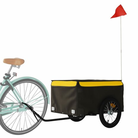 Fietstrailer 45 kg ijzer zwart en geel 3