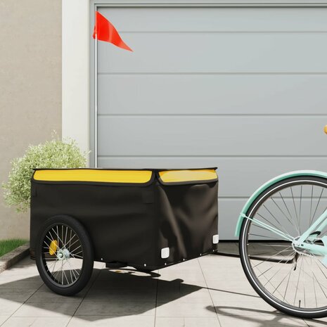 Fietstrailer 45 kg ijzer zwart en geel 1