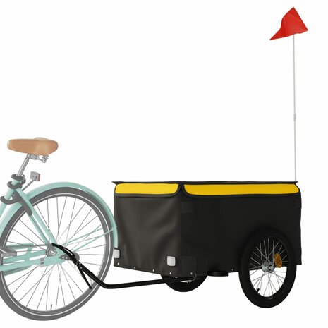 Fietstrailer 45 kg ijzer zwart en geel 3