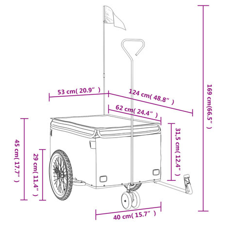 Fietstrailer 30 kg ijzer zwart 12