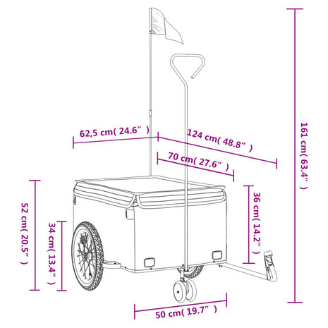 Fietstrailer 45 kg ijzer zwart en oranje 12