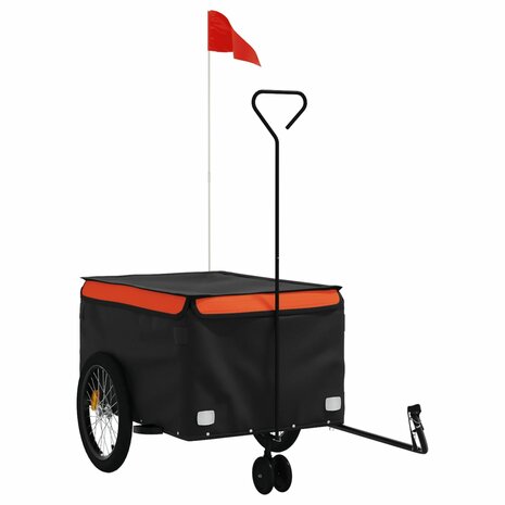 Fietstrailer 45 kg ijzer zwart en oranje 2