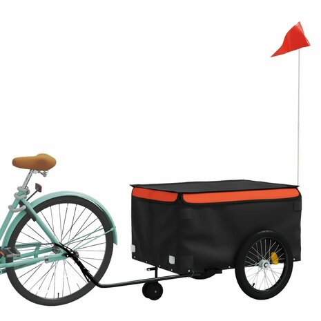 Fietstrailer 45 kg ijzer zwart en oranje 3