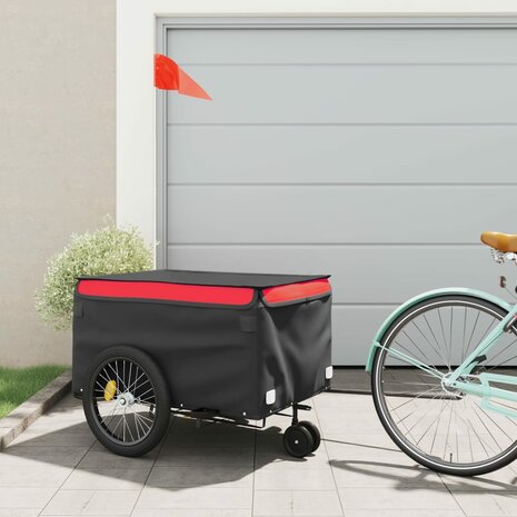 Fietstrailer 45 kg ijzer zwart en rood 1