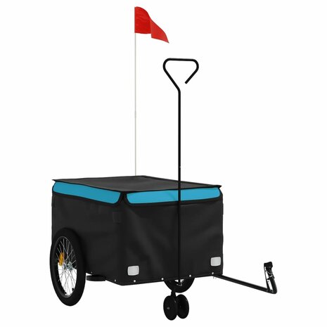 Fietstrailer 45 kg ijzer zwart en blauw 2