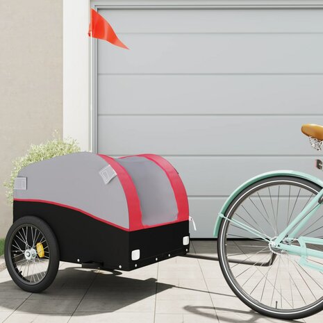 Fietstrailer 45 kg ijzer zwart en rood 1