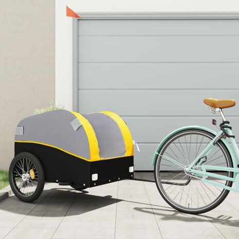 Fietstrailer 45 kg ijzer zwart en geel 1