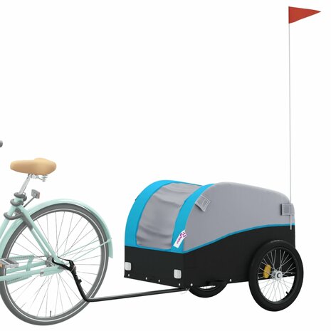 Fietstrailer 45 kg ijzer zwart en blauw 3