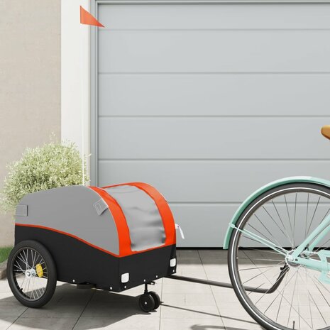 Fietstrailer 30 kg ijzer zwart en oranje 1