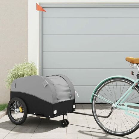 Fietstrailer 45 kg ijzer zwart en grijs 1