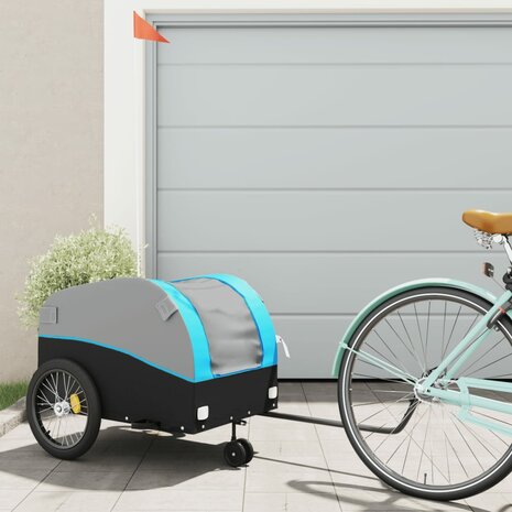 Fietstrailer 45 kg ijzer zwart en blauw 1