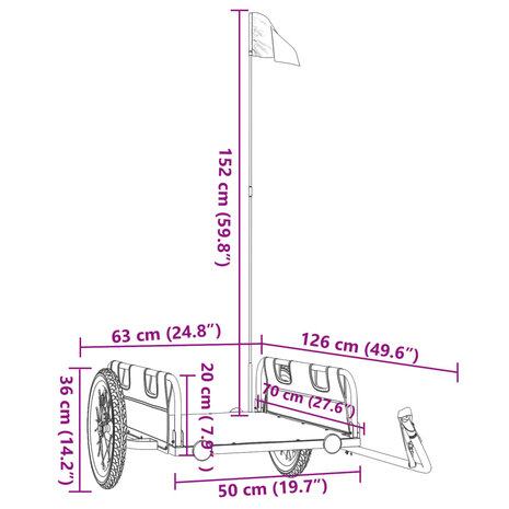 Fietstrailer oxford stof en ijzer geel 11