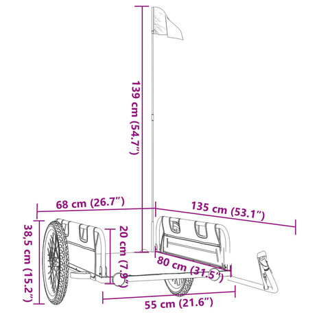 Fietstrailer oxford stof en ijzer geel 11