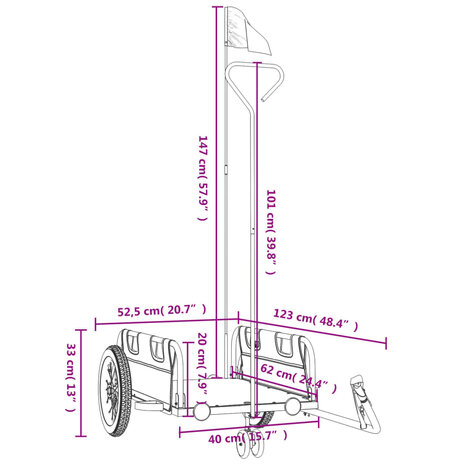 Fietstrailer oxford stof en ijzer rood 11