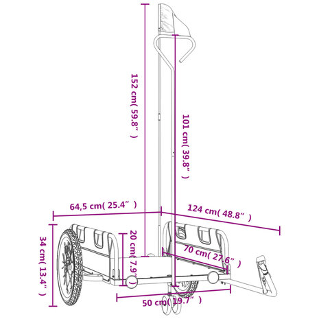 Fietstrailer oxford stof en ijzer oranje 11