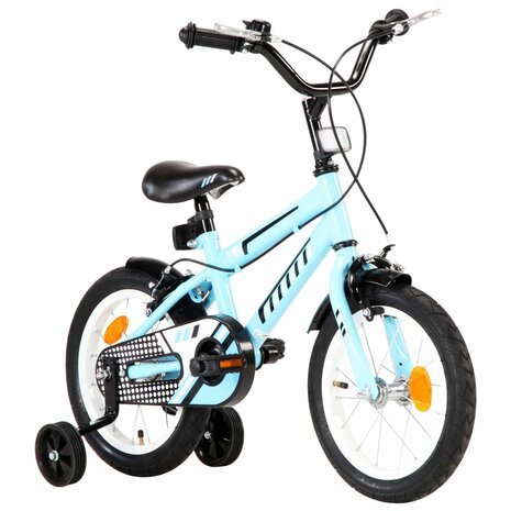 Kinderfiets 14 inch zwart en blauw 2