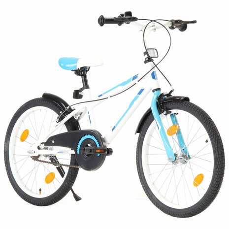 Kinderfiets 20 inch blauw en wit 2