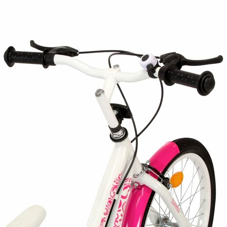 Kinderfiets 24 inch roze en wit 4