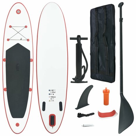 Stand Up Paddleboardset opblaasbaar rood en wit 1