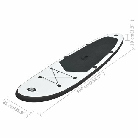 Stand Up Paddleboardset opblaasbaar zwart en wit 9