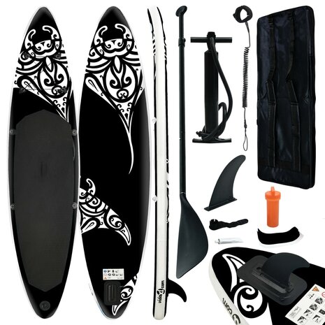 Stand Up Paddleboardset opblaasbaar 366x76x15 cm zwart 1