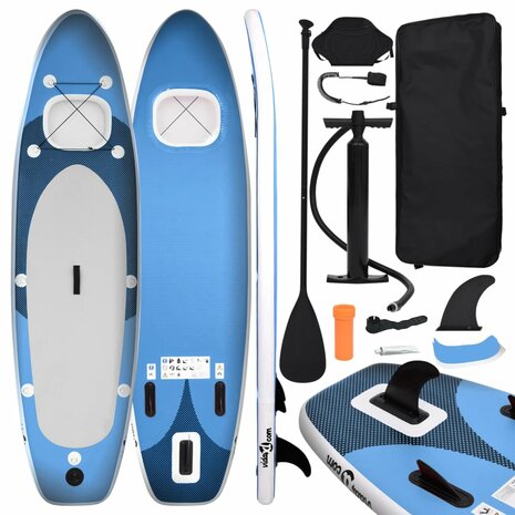 Stand Up Paddleboardset opblaasbaar 300x76x10 cm zeeblauw 1