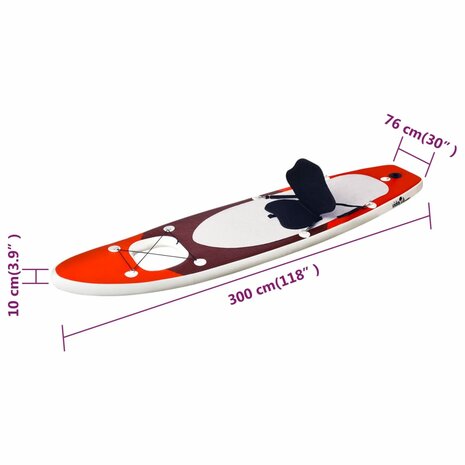 Stand Up Paddleboardset opblaasbaar 300x76x10 cm rood 12