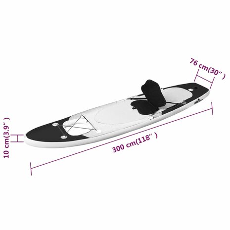 Stand Up Paddleboardset opblaasbaar 300x76x10 cm zwart 12