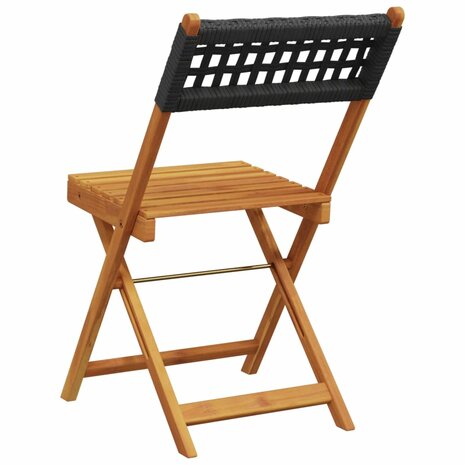 Bistrostoelen 2 st massief acaciahout en poly rattan zwart 7