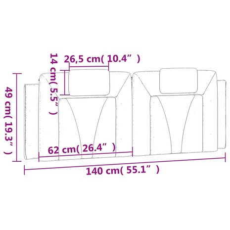 Hoofdbordkussen 140 cm kunstleer zwart 10