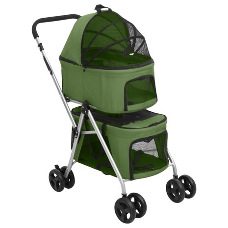 Hondenwagen 2-laags inklapbaar 83x48x97 cm oxford stof groen 1