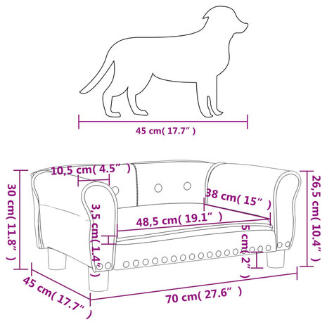 Hondenmand 70x45x30 cm fluweel bruin 7