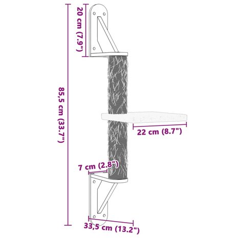 Kattenmeubel wandgemonteerd met krabpaal 85,5 cm lichtgroen 7