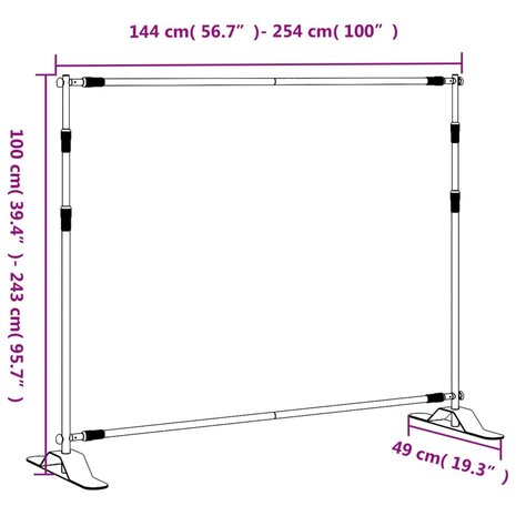 Achtergrondstandaards 2 st 254x243 cm staal zwart 10