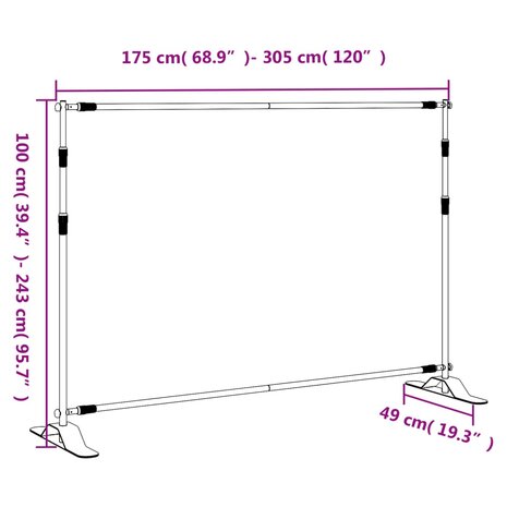 Achtergrondstandaards 2 st 305x243 cm staal zwart 10