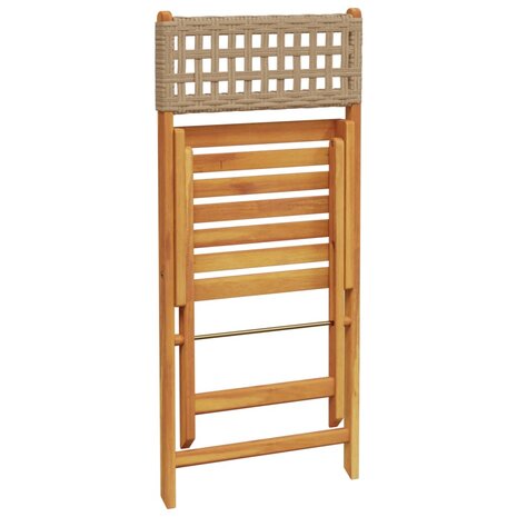 3-delige Bistroset poly rattan en massief hout beige 7