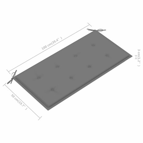 Tuinbank met grijs kussen 112 cm massief teakhout 9